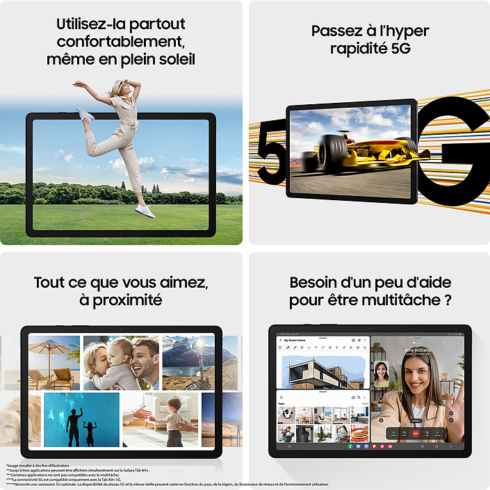 Samsung Galaxy Tab A9+ 11" SM-X210 128 Go Bleu Wi-Fi pas cher