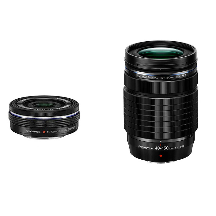 OM System E-M10 Mark IV Argent + 14-42mm + 40-150mm Argent pas cher
