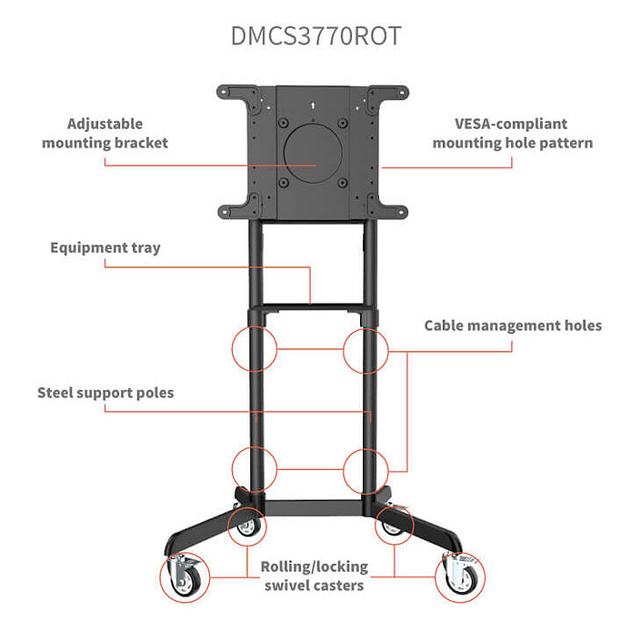 Eaton Tripp Lite Chariot à roulettes avec support rotatif pour TV de 37" à 70" pas cher