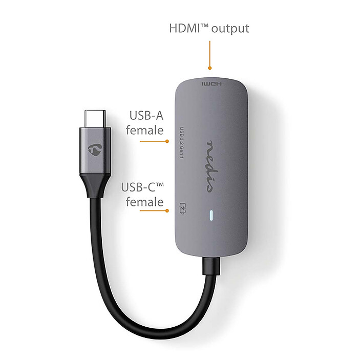 Acheter Nedis adaptateur Multi-Ports USB-C vers USB, USB-C et HDMI - 10 cm - Gris