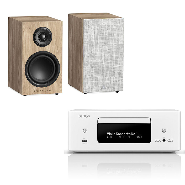 Denon RCD-N12DAB Blanc + Triangle Elara LN01 Chêne clair