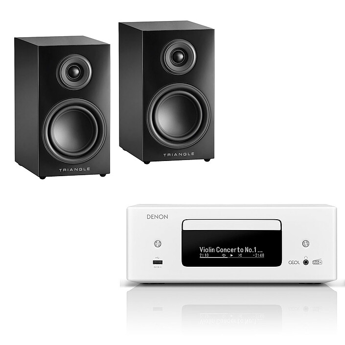 Denon RCD-N12DAB Blanc + Triangle Elara LN01 Noir