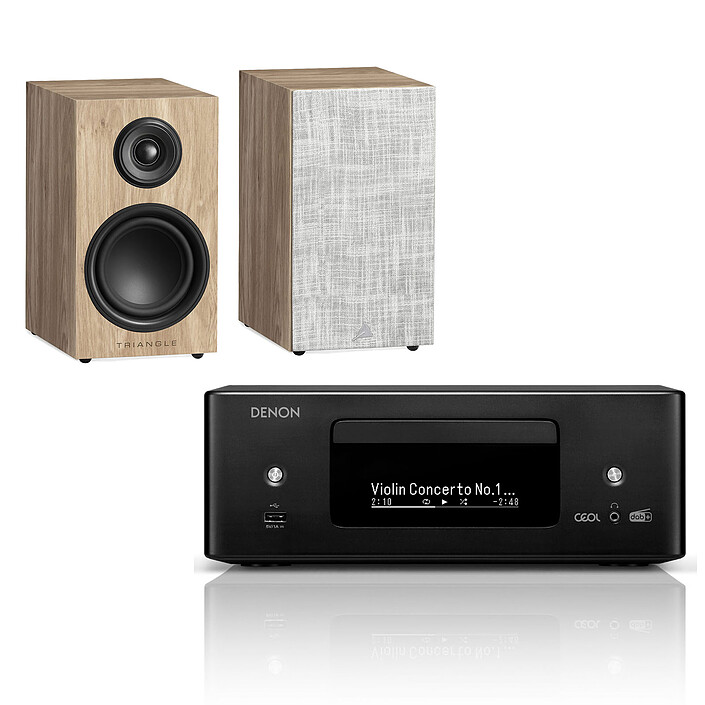 Denon RCD-N12DAB Black + Elara LN01 Light Oak Triangle