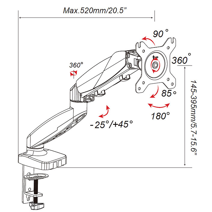 Avis INOVU SBA1 Noir - Support bureau pour 1 écran
