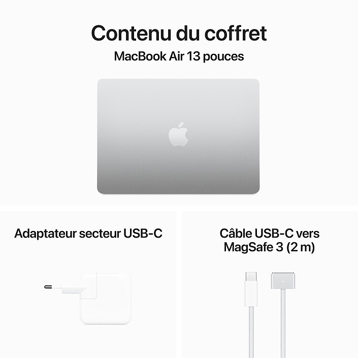 Apple MacBook Air M3 13 pouces (2024) Argent 16Go/512 Go (MXCT3FN/A) · Reconditionné pas cher