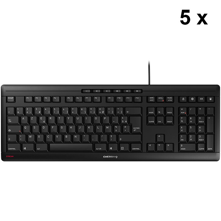 Cherry Lot de 5x Stream Keyboard (noir) - AZERTY, Français
