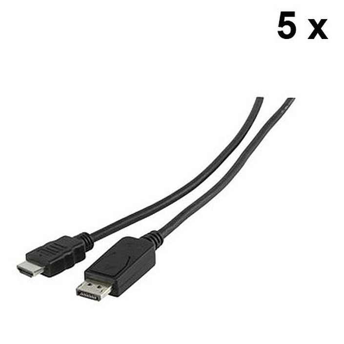 Paquete de 5 cables DisplayPort macho / HDMI macho (1,8 metros)