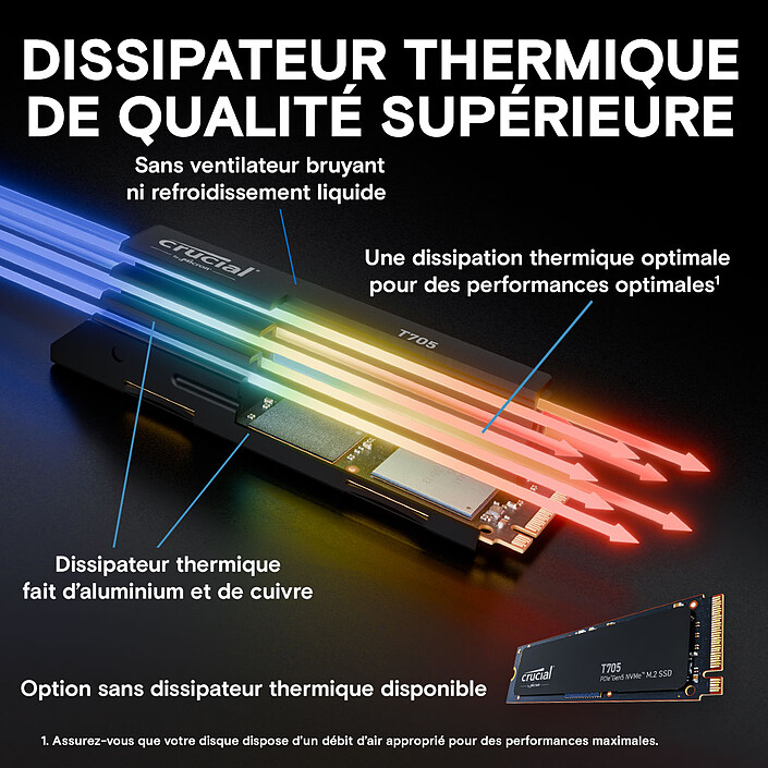 Crucial T705 1 To - Avec dissipateur pas cher