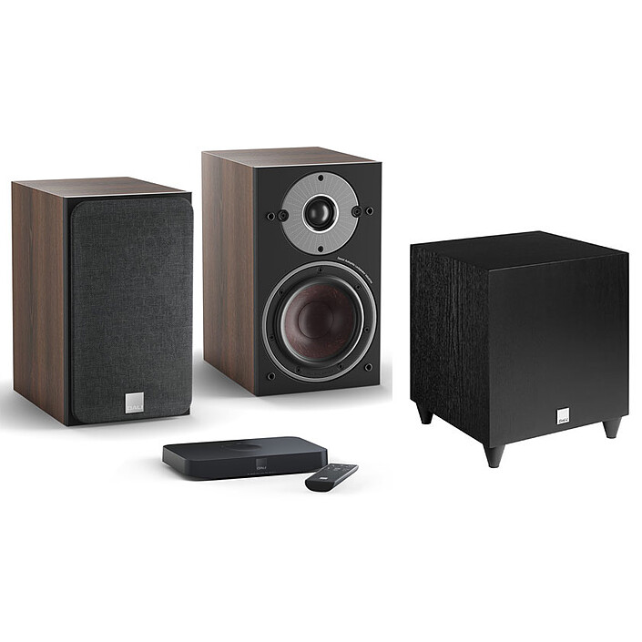 Dali Oberon 1 C Noce scuro + Sound Hub Compact + SUB C-8 D Nero