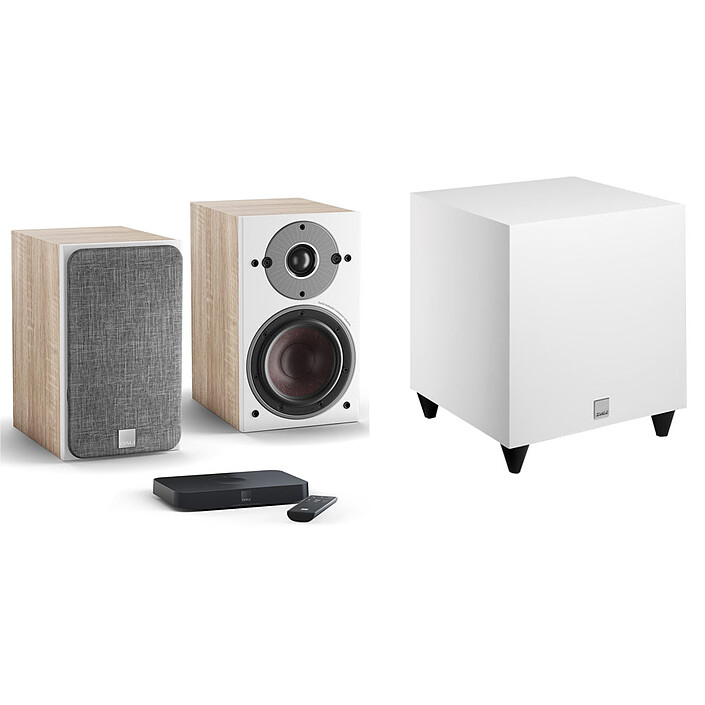 Dali Oberon 1 C Chêne clair + Sound Hub Compact + SUB C-8 D Blanc