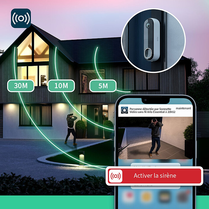 Arlo Video Doorbell 2K + Arlo Chime 2 pas cher