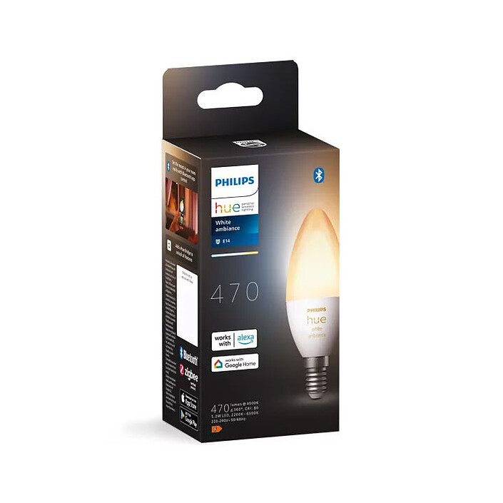 Avis Philips Hue White Ambiance Flamme E14 6 W Bluetooth x 1