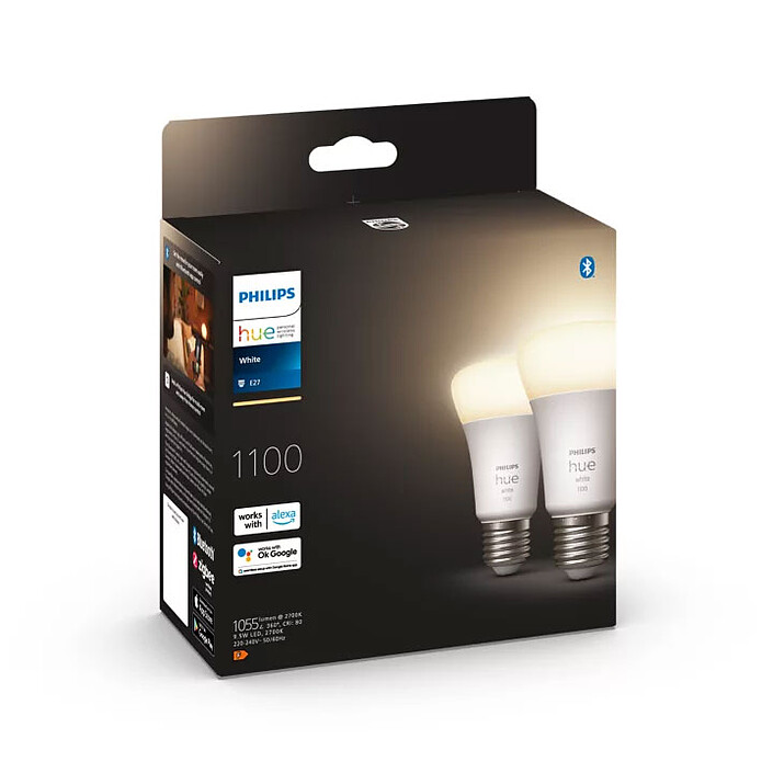 Avis Philips Hue White E27 A60 9.5 W Bluetooth x 2