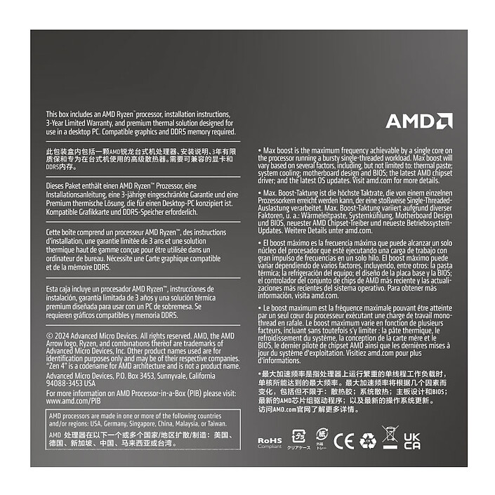 AMD Ryzen 5 8400F Wraith Stealth (4.2 GHz / 4.7 GHz) pas cher