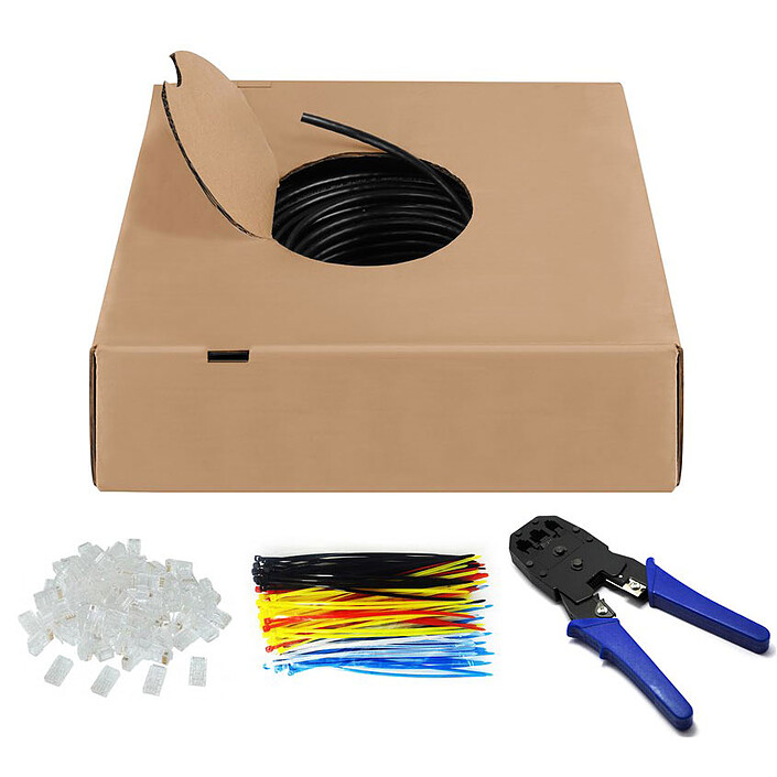 Goobay Kit di cablaggio RJ45 categoria 6 U/UTP 100 m (Nero) 