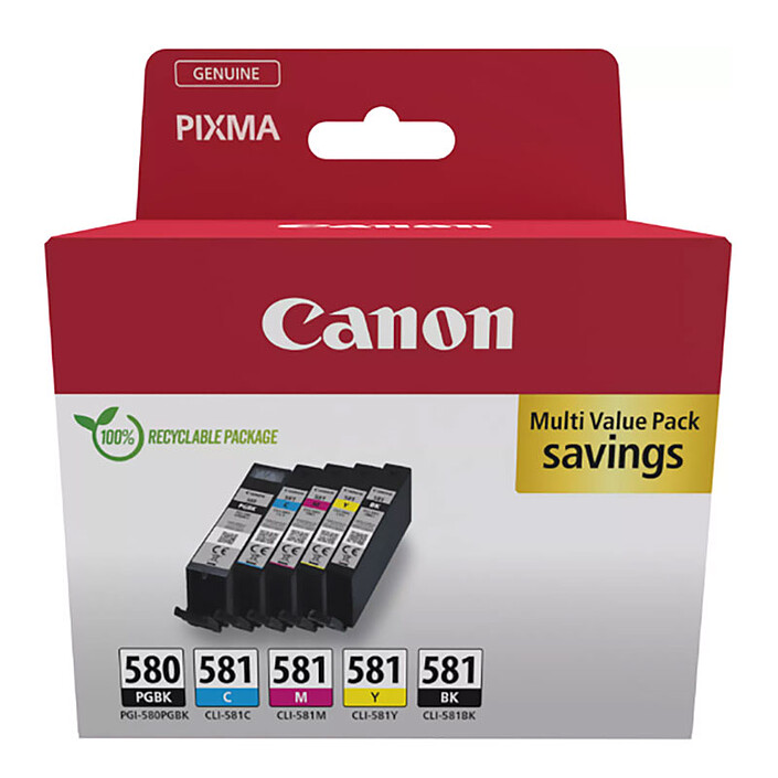 Canon PGI-580BK/CLI-581 BK/C/M/Y Multipack de 5 colores