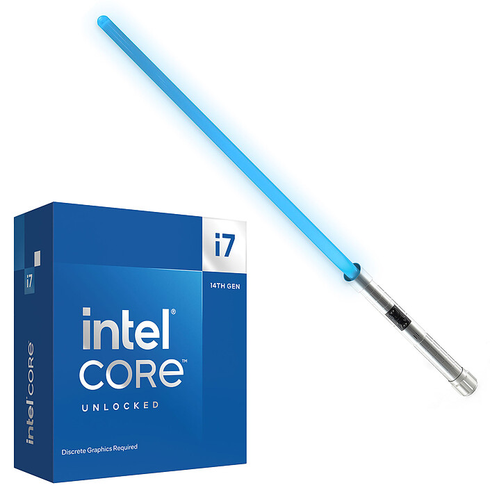 Paquete Intel Core i7-14700KF "La Fuerza" con el sable láser SOLAARI WAAN Silver Elite
