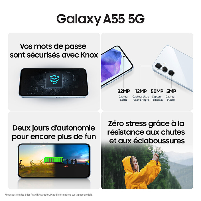 Acheter Samsung Galaxy A55 5G Bleu Nuit (8 Go / 128 Go) · Reconditionné