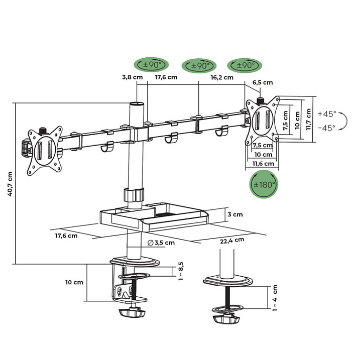 Advance XtendMounts Dual - Support 2 écrans pas cher