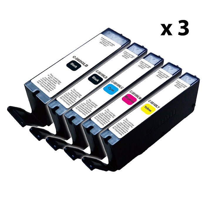 Pack de 15 cartouches C-580/581XXL 2BK/C/M/Y