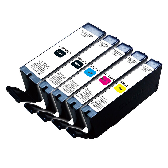 Multipack compatible Canon 580 PGBK XL / Canon 581 XXL (2x noir, 1x cyan, 1x magenta, 1x jaune)