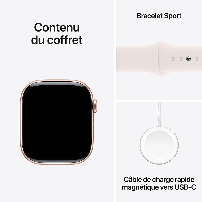 Apple Watch Series 10 GPS + Cellular 46 mm Aluminium Rose Or Bracelet Sport Rose Tendre M/L · Reconditionné pas cher