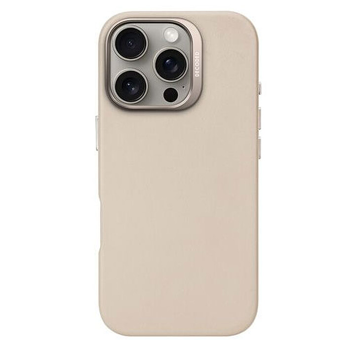 DECODED Coque en cuir pour iPhone 16 Pro Beige