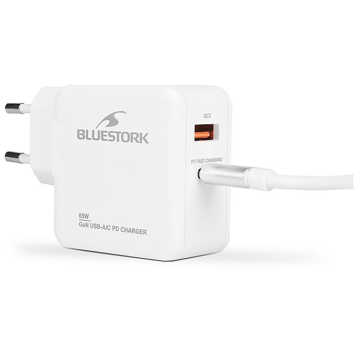 Nota Bluestork Caricatore USB-C/A 65W GaN (Bianco)