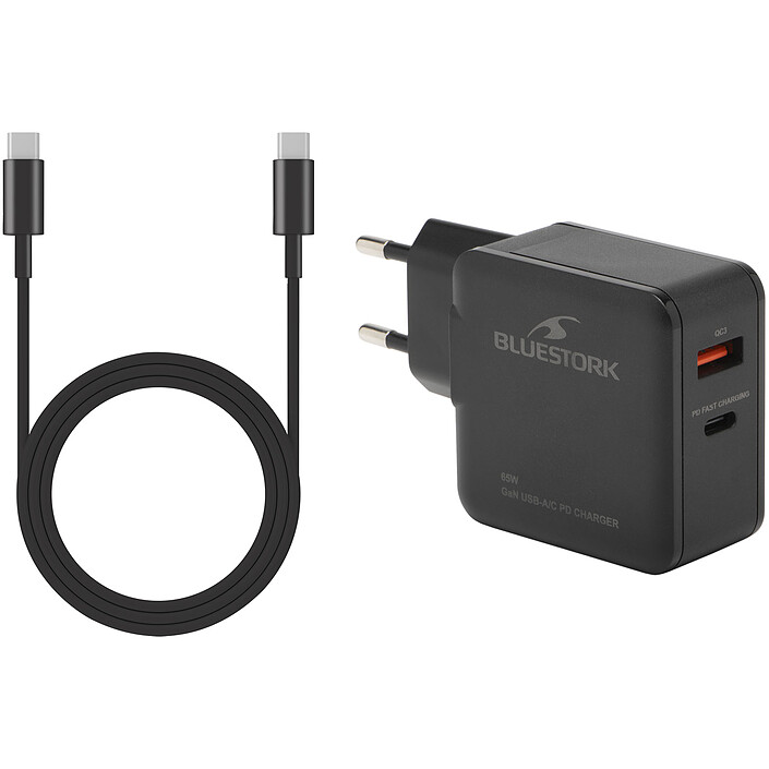 Bluestork USB-C/A Charger 65W GaN (Black)