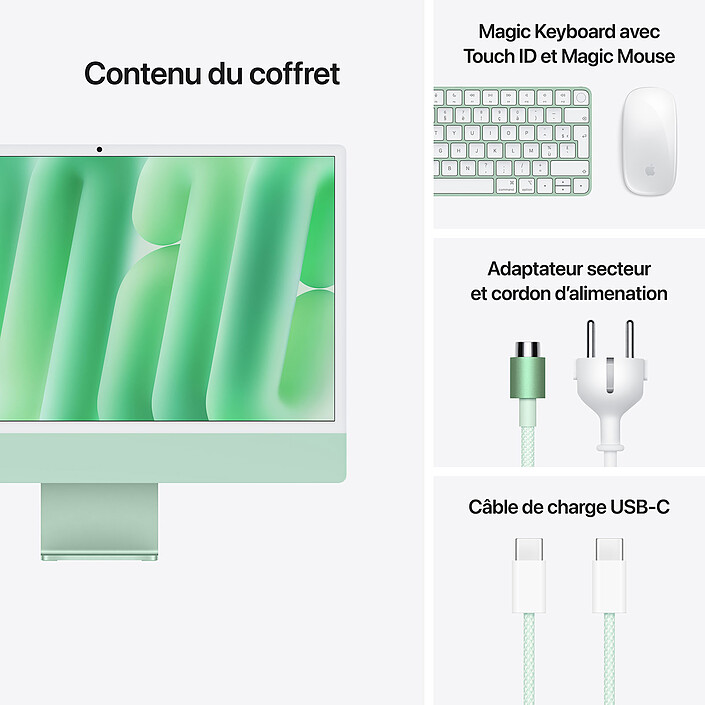 Apple iMac M4 (2024) 24" 24 Go 1 To Vert (MWUY3FN/A-24GB-1TB-NANO) pas cher