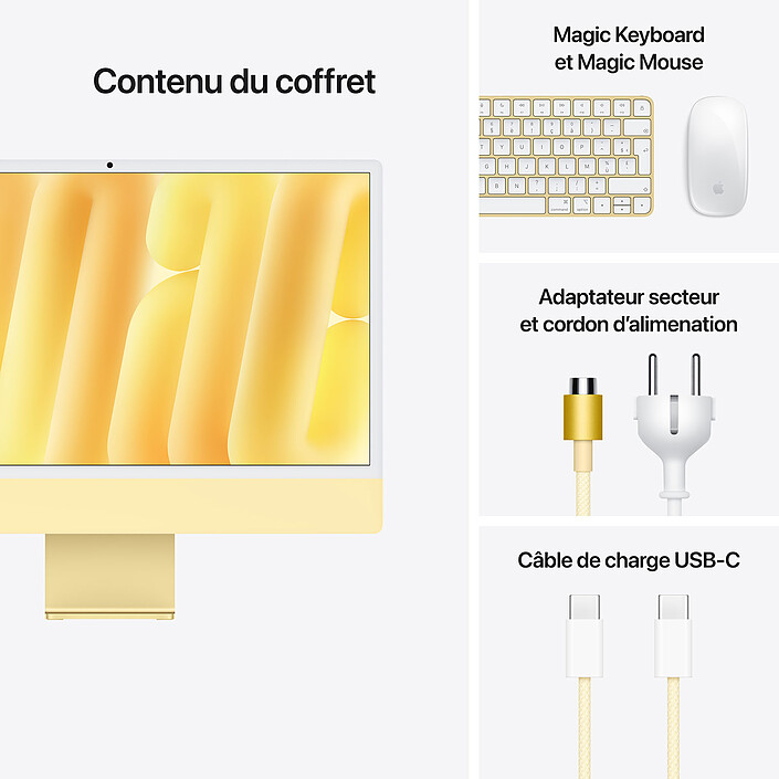 Apple iMac M4 (2024) 24" 16 Go 256 Go Jaune (Z1E3) pas cher