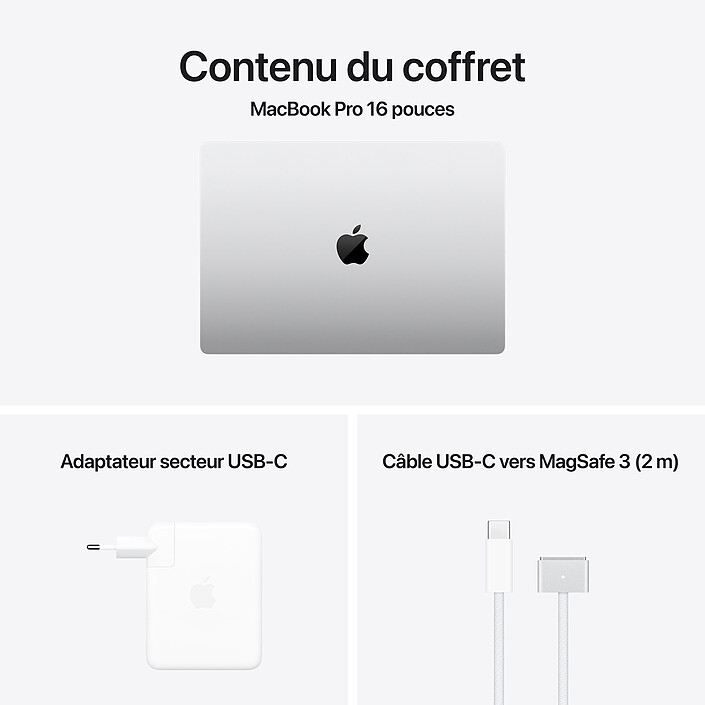 Apple MacBook Pro M4 Pro 16" Argent 24 Go/1 To (MX2T3FN/A-1TB) pas cher