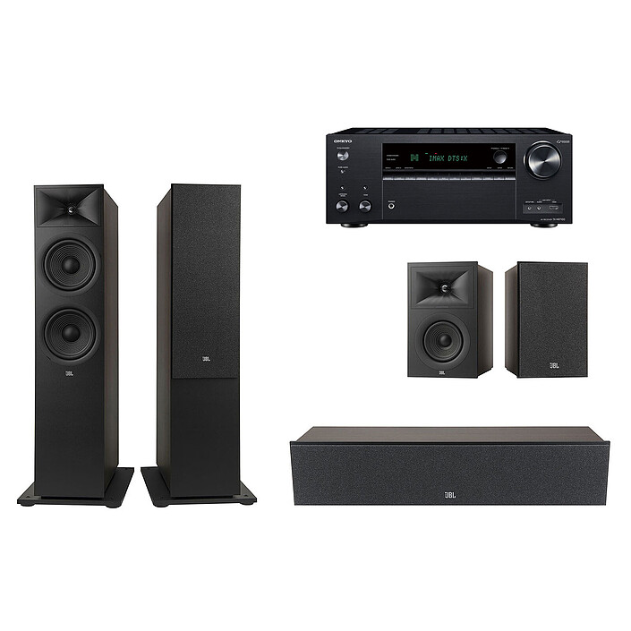 Onkyo TX-NR7100B Black + JBL Pack Stage V2 280F Espresso 5.0