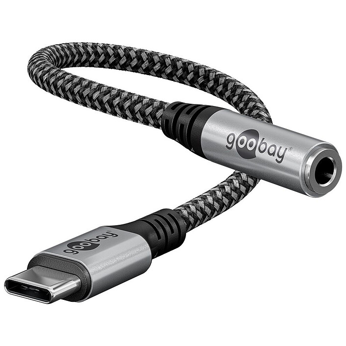 Cable Goobay de USB-C a Jack de 3,5 mm (macho/hembra) - 0,15 m - Negro/Gris