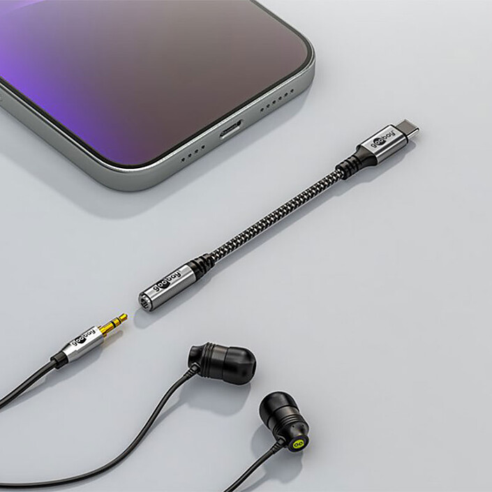 Comprar Cable Goobay de USB-C a Jack de 3,5 mm (macho/hembra) - 0,15 m - Negro/Gris