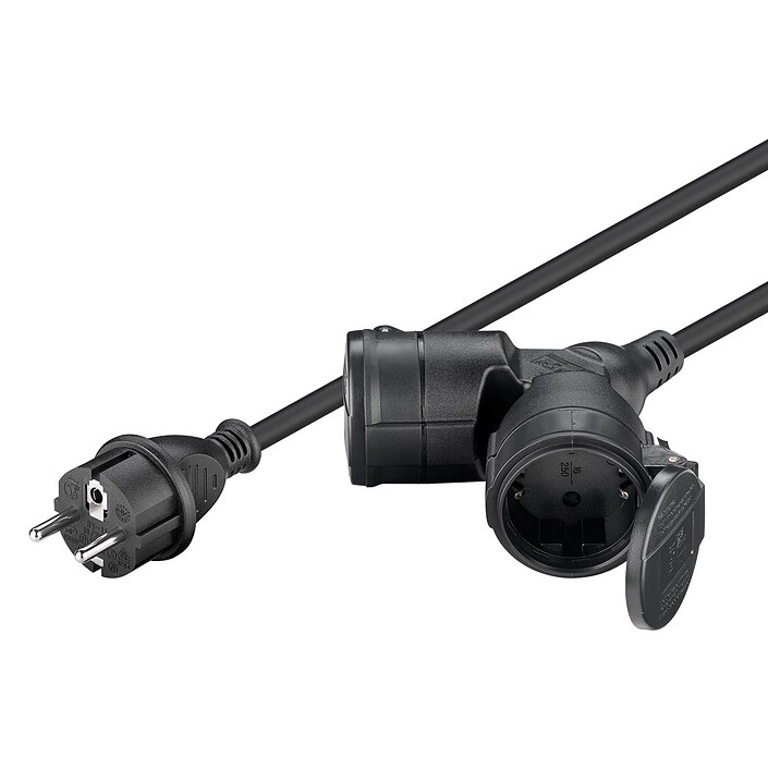 Avis Goobay Câble Rallonge électrique double pour l'extérieur - 10 mètres - Noir