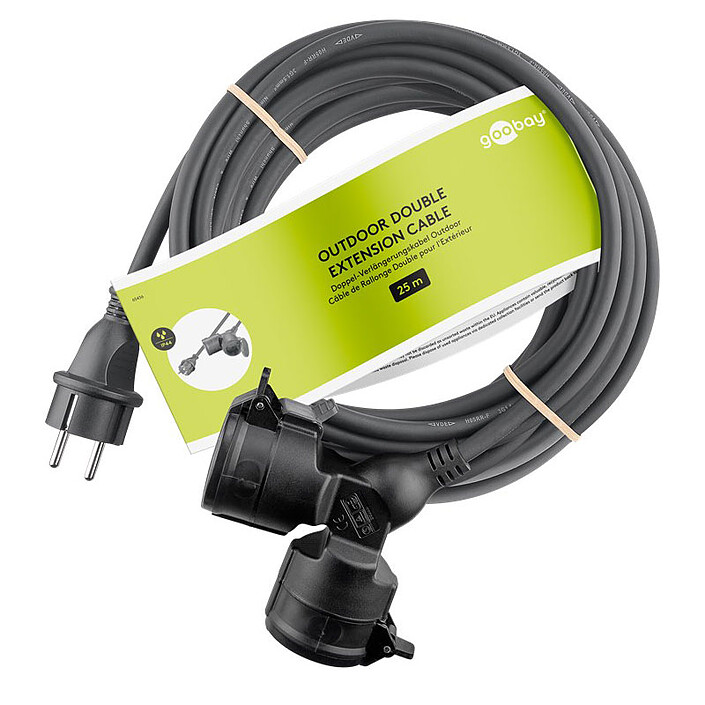 Goobay Outdoor Double Extension Cord - 25 metri - Nero  economico