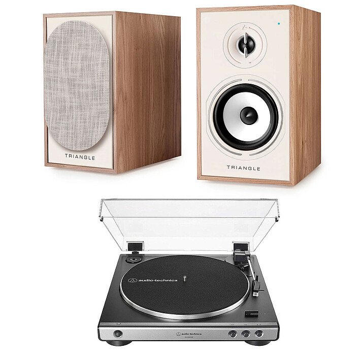 Triangle Borea BR02 CONNECT Chêne Clair + Audio-Technica AT-LP60XUSB Gris