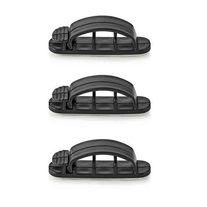 Nedis Set di 3 fermacavi - 3 slot fino a 7,5 mm - Nero 