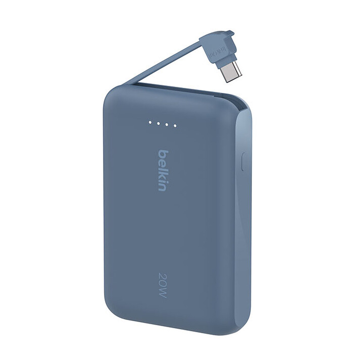 Avis Belkin Batterie externe 10K 20W avec câble USB-C intégré (Bleu)