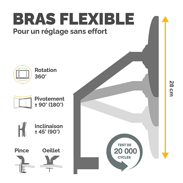 Nota Braccio per schermo singolo Fellowes Platinum Series - Bianco