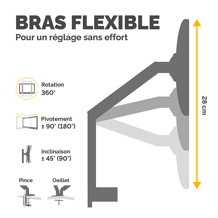 Nota Braccio per schermo singolo Fellowes Platinum Series - Argento