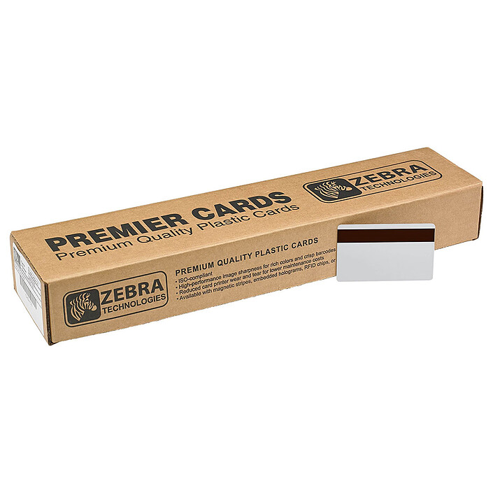 Zebra Lot de 500 cartes PVC 0,76 mm avec piste magnétique HiCo - Blanc