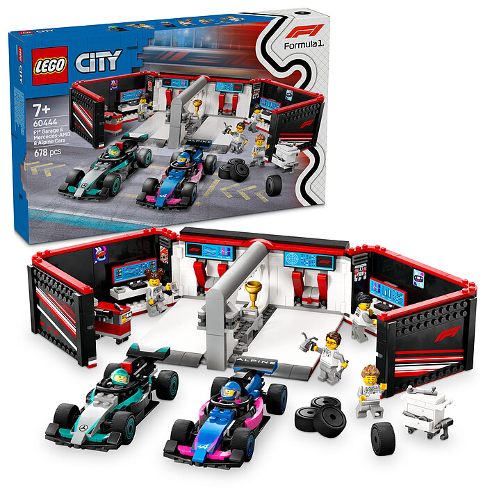 Nota LEGO City 60444 Garage F1 e auto Mercedes-AMG e Alpine