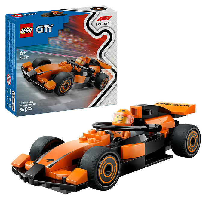Nota LEGO City 60442 Auto da corsa McLaren con pilota F1