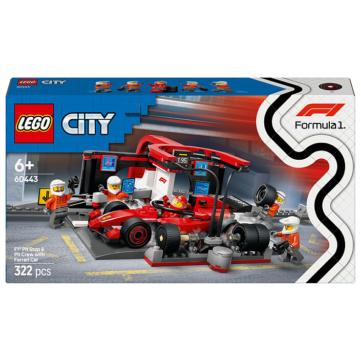 LEGO City 60443 F1 Pit Stop con auto Ferrari