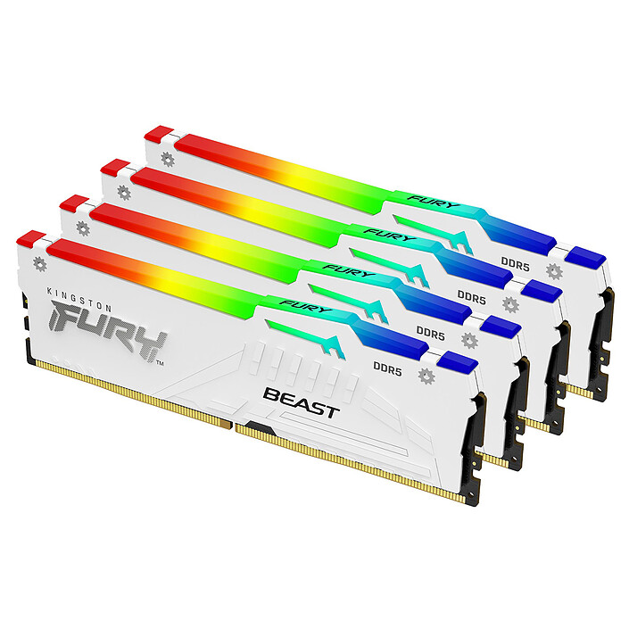 Kingston FURY Beast RGB 64GB (4 x 16GB) DDR5 6000 MHz CL40 - White 