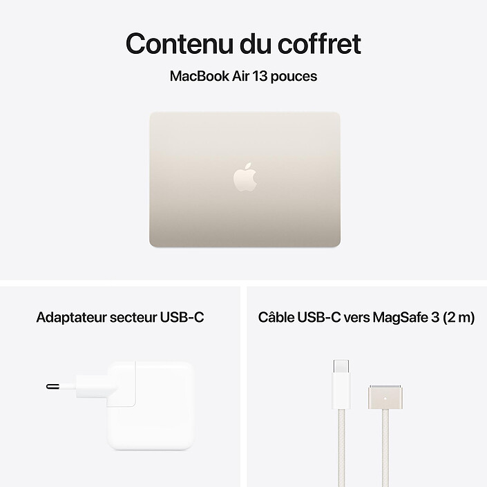 Apple MacBook Air M4 13 pouces (2025) Lumière stellaire 16Go/512 Go (MW103FN/A-QWERTY-US) pas cher