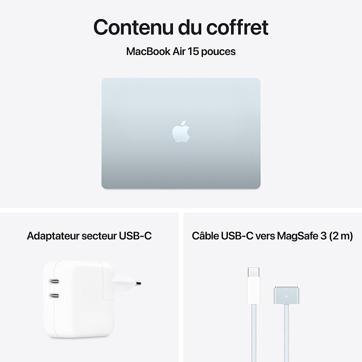 Apple MacBook Air M4 15 pouces (2025) Bleu ciel 24Go/2 To (MC7D4FN/A-2TB-70W) pas cher