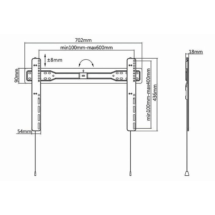 Avis Nedis Support TV mural fixe jusqu'à 70"